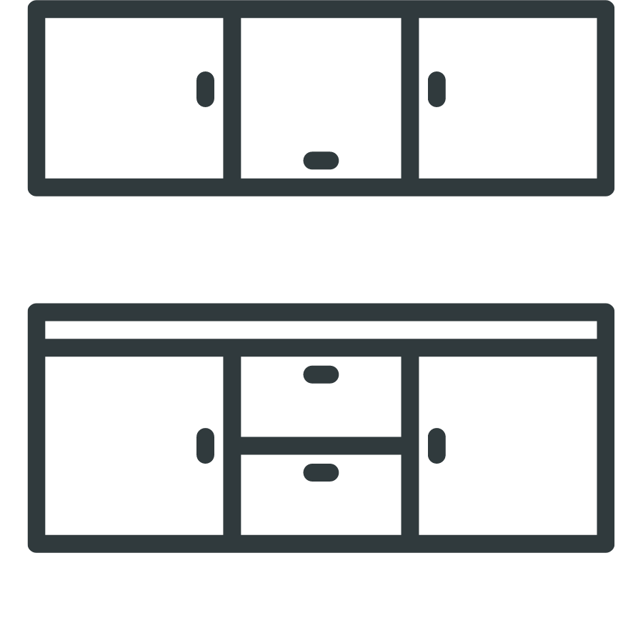 Interior of kitchen cupboards - empty